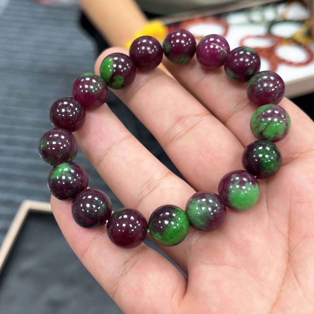 手串刚玉-黝帘石（红绿宝）未镶嵌