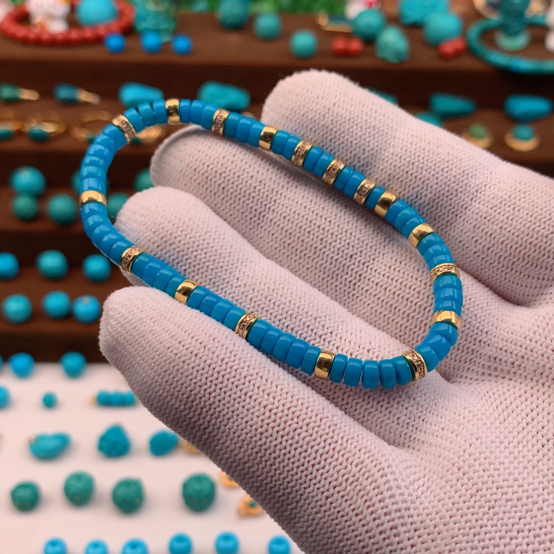 绿松石18K金镶嵌配饰