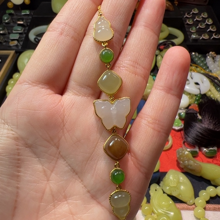 和田玉颈饰银S925镶嵌