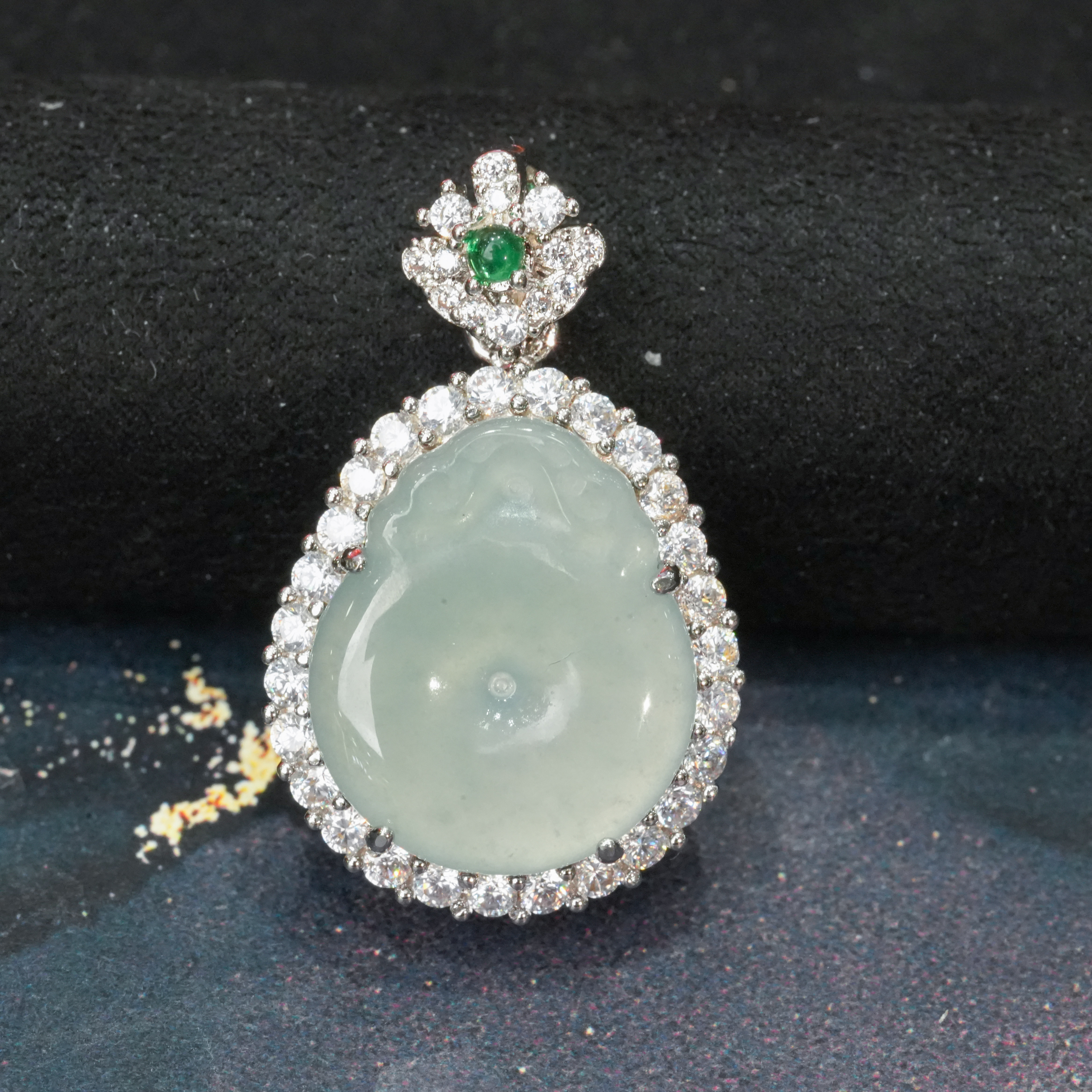 天然A货翡翠平安扣吊坠时尚气质精致百搭豪镶坠多样性发其1不含链