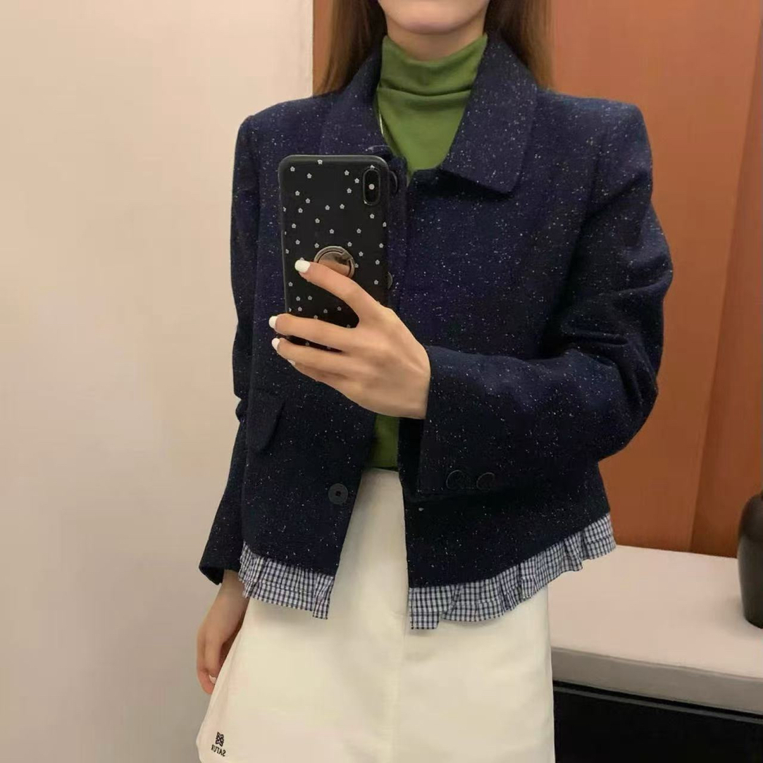 【张开心】中古秀场～小香风淑女设计感拼接外套