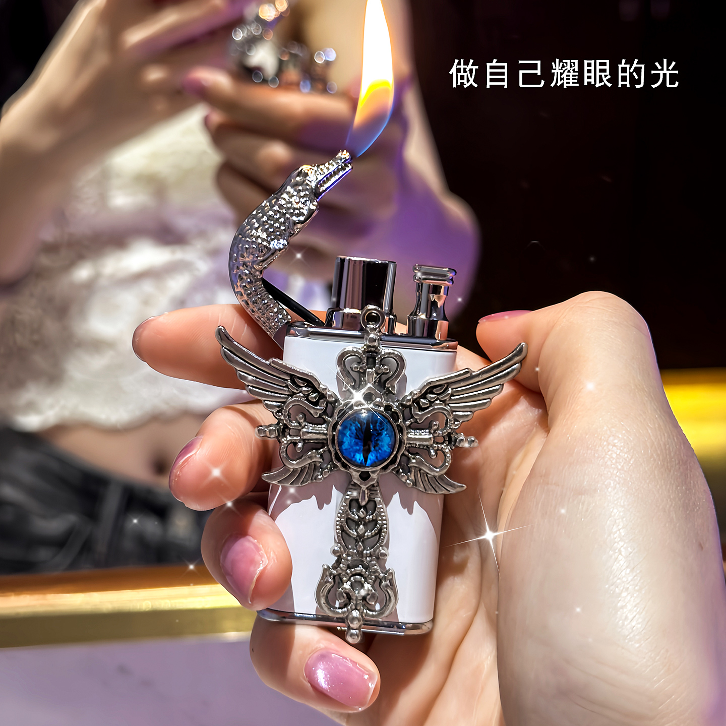 双火切换防风直冲打火机个性耐用适合送男女友的小众礼物