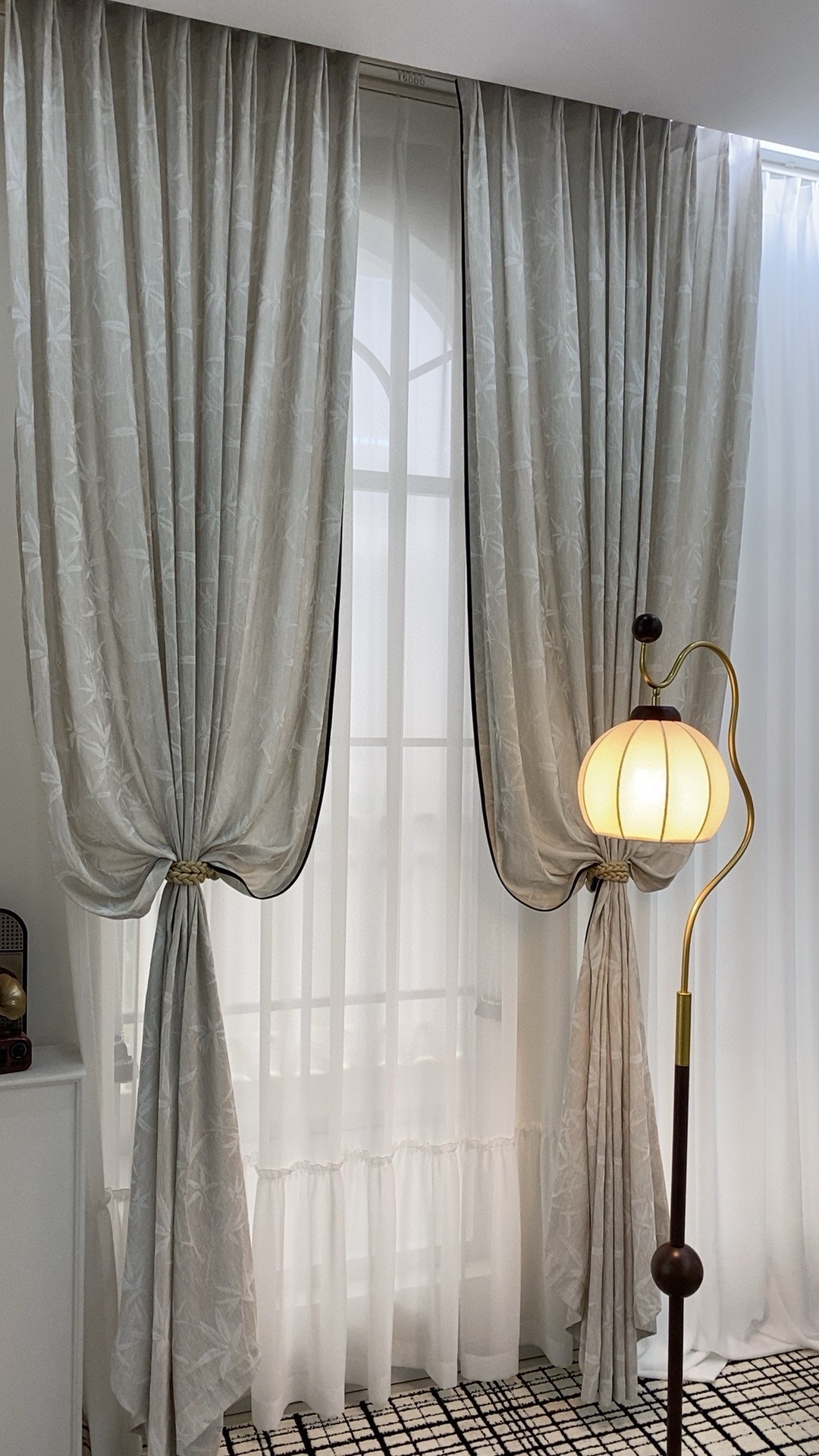 2025（豪阁窗纱）麻纱-竹子3*2.7+黑边