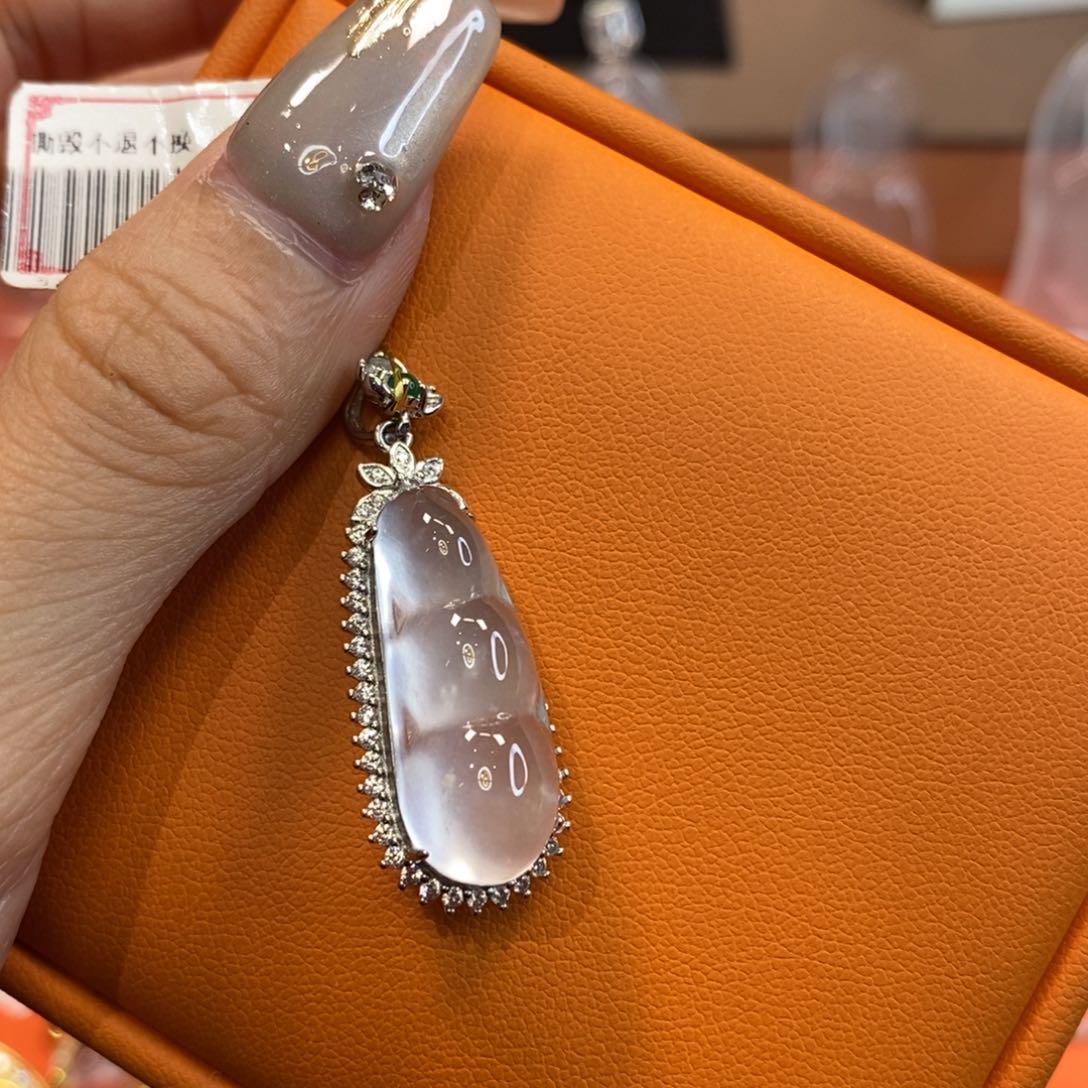 石英质玉福豆银S925镶嵌