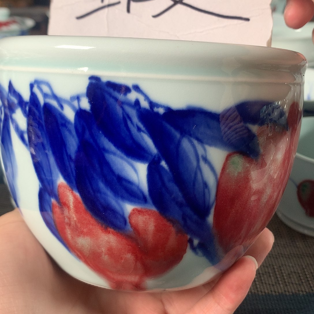 杯原矿青花釉里红瓷器
