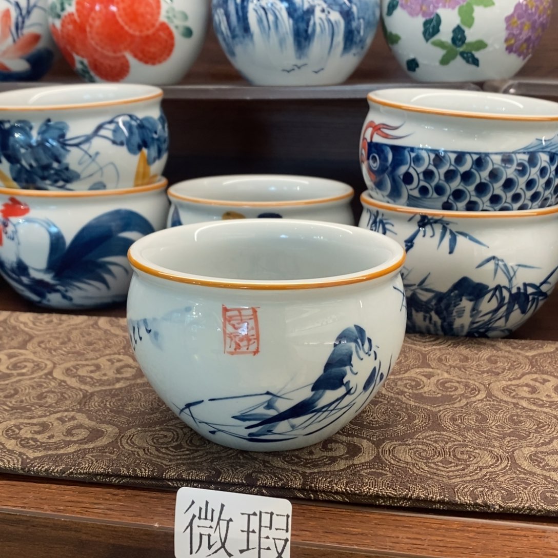 釉下彩老陶泥手工绘制