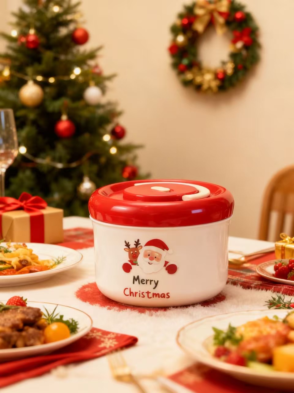 【今日送勺子】圣诞304不锈钢保温饭盒大容量多层学生上班族便当盒