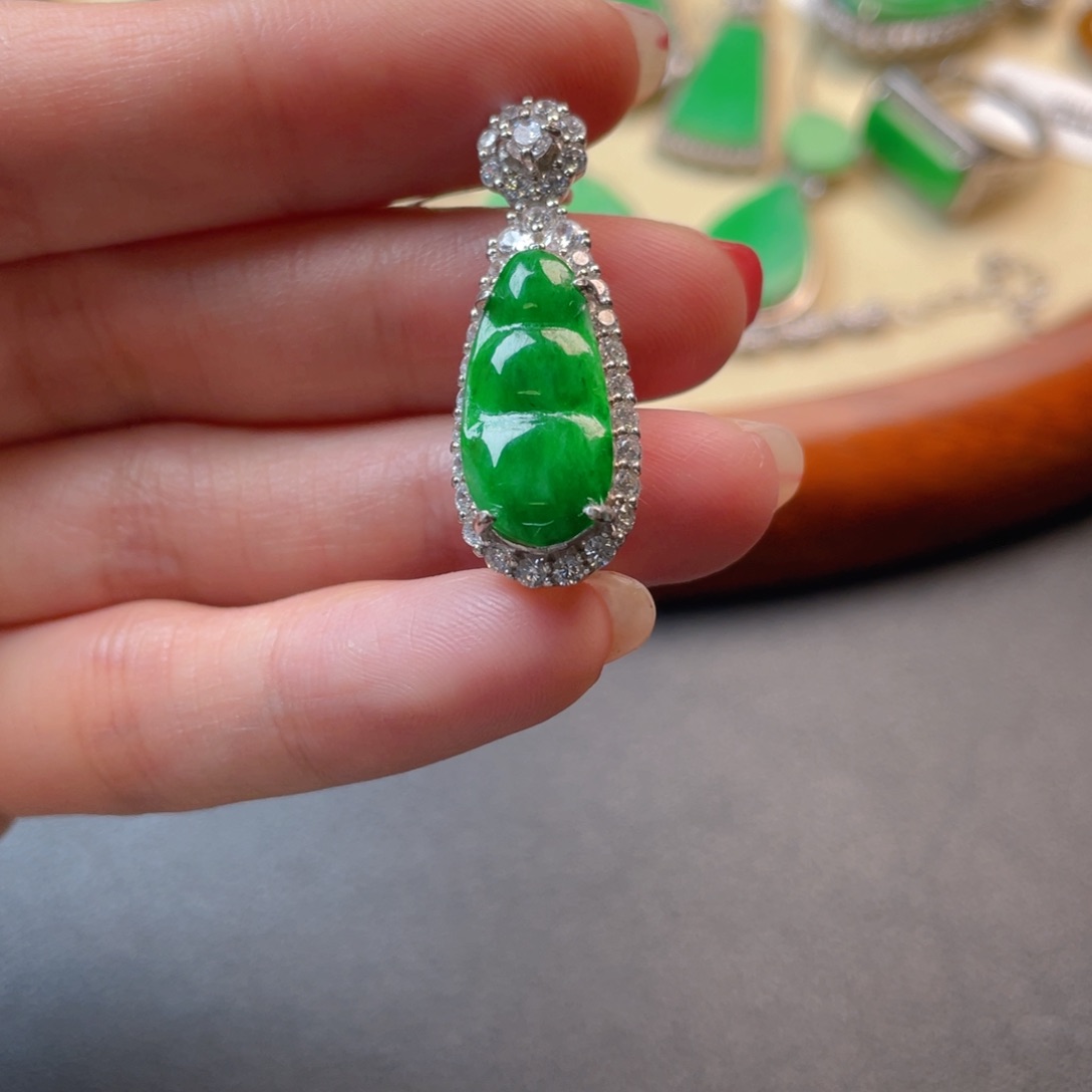 翡翠吊坠(不含链)银S925镶嵌