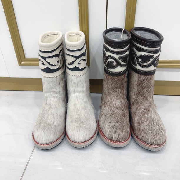 210-34女款冬季中筒名族花马毛靴