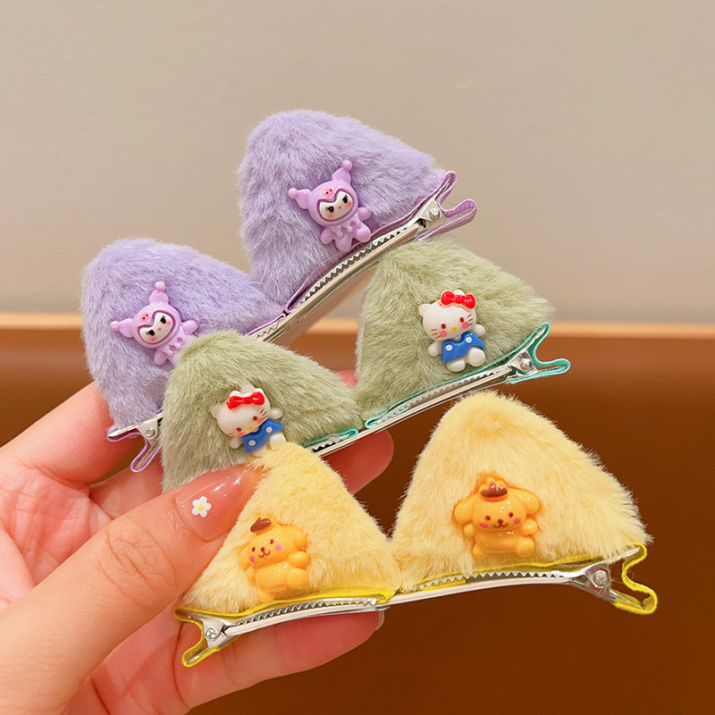 儿童毛绒发夹女童可爱立体猫耳对夹宝宝发卡小女孩侧边刘海夹发饰