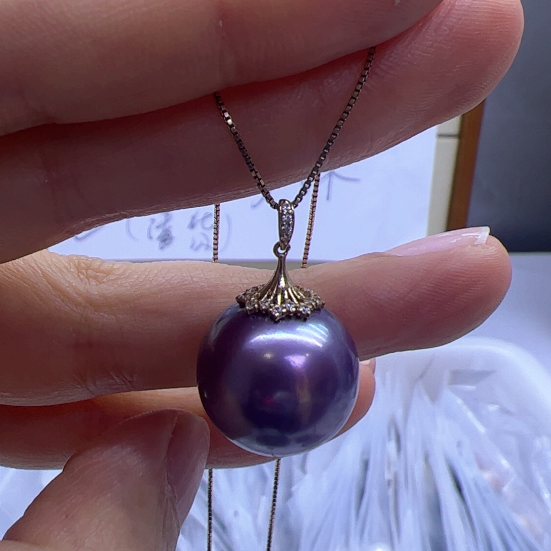 淡水珍珠吊坠(赠链)18K金镶嵌