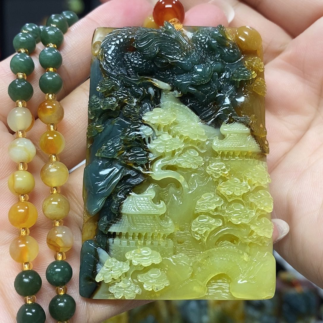 未镶嵌岫玉挂件吊坠项链