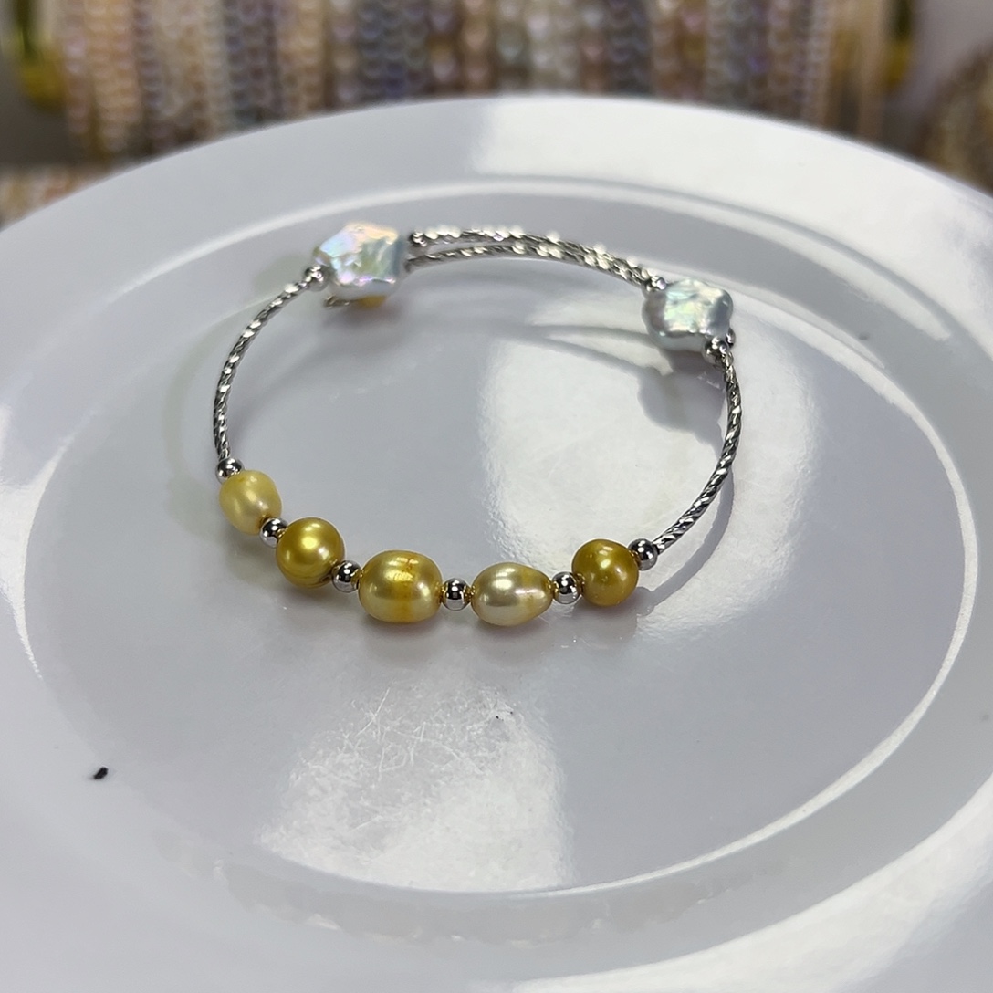 钛钢手绳淡水珍珠