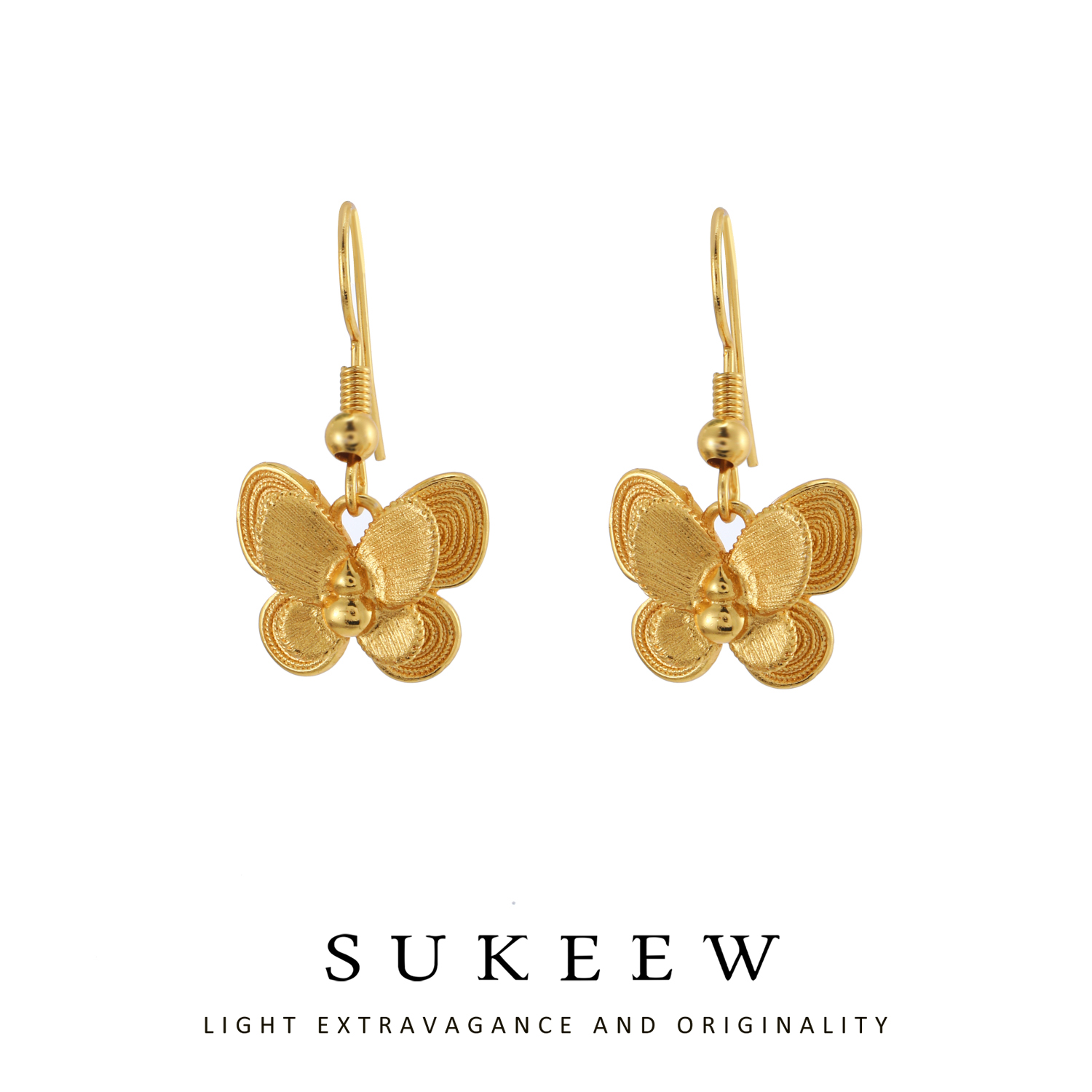 SUKEEW/酥可 铜合金耳饰 气质拉丝立体精致蝴蝶耳环225202