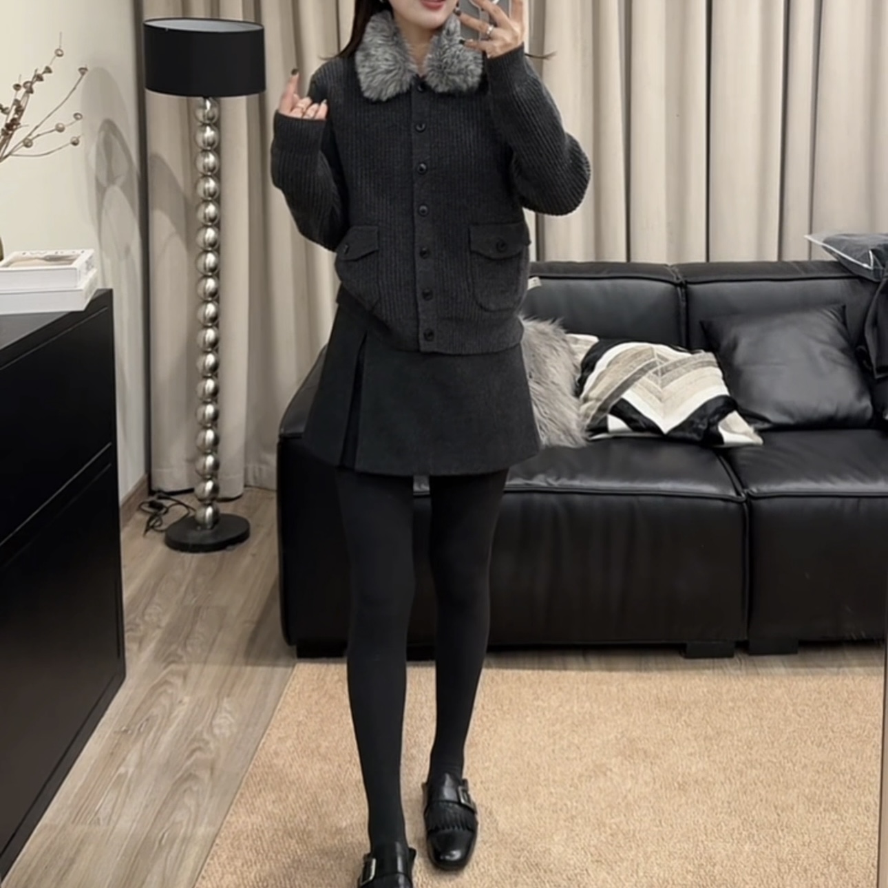 伟丽6店4548款【羊毛口袋针织开衫 】 翻领常规款冬季毛针织衫