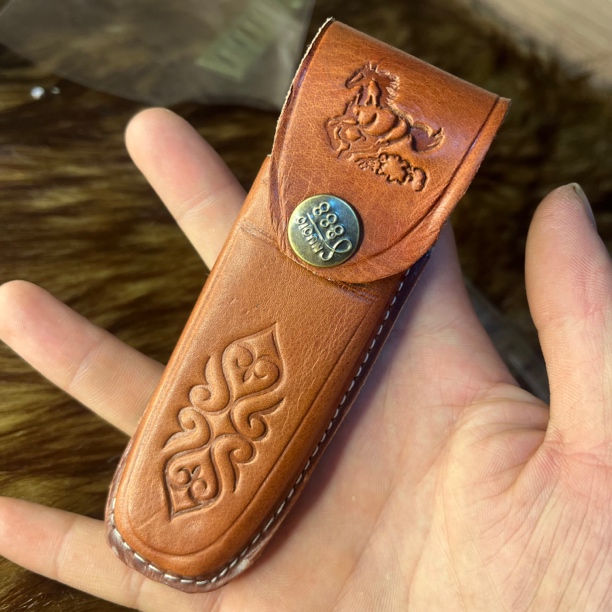 新疆英吉沙民族风格纯手工缝制真皮折叠刀刀鞘实用又美观