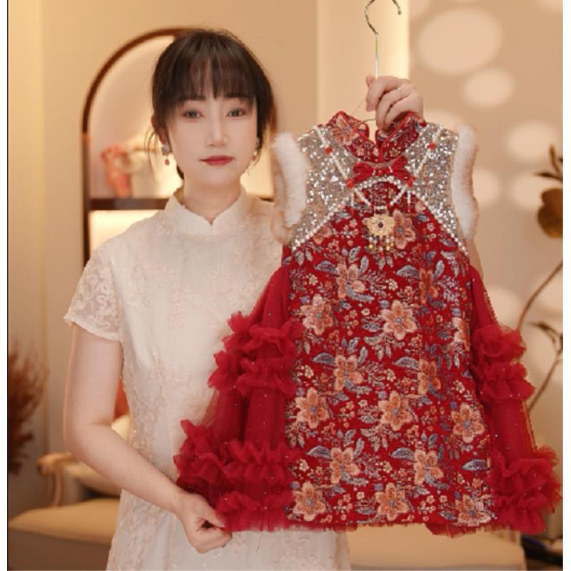 【Y.g9877】 2025冬季新款公主裙女宝甜美加绒马甲连衣裙日常冬款裙