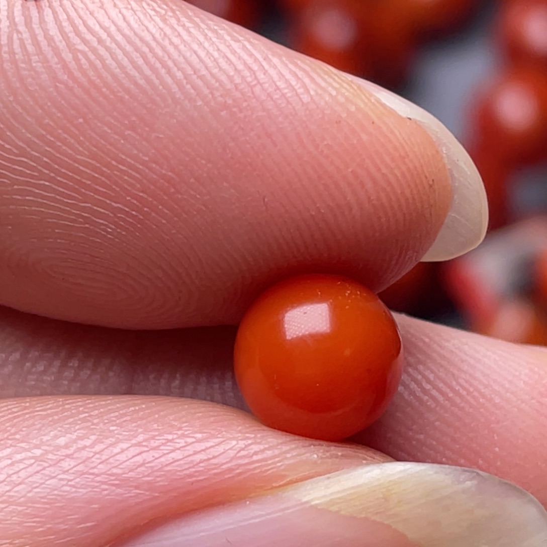 。***南红玛瑙未镶嵌南红玉石8mm瓦西柿子红满色单珠