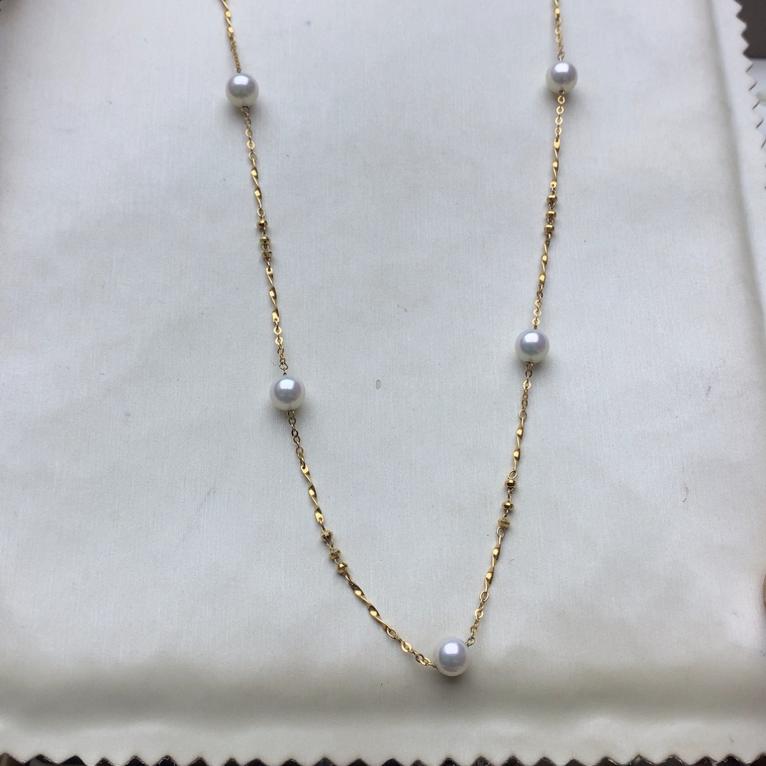 海水珍珠颈饰18K金镶嵌6-6.5akoya满天星