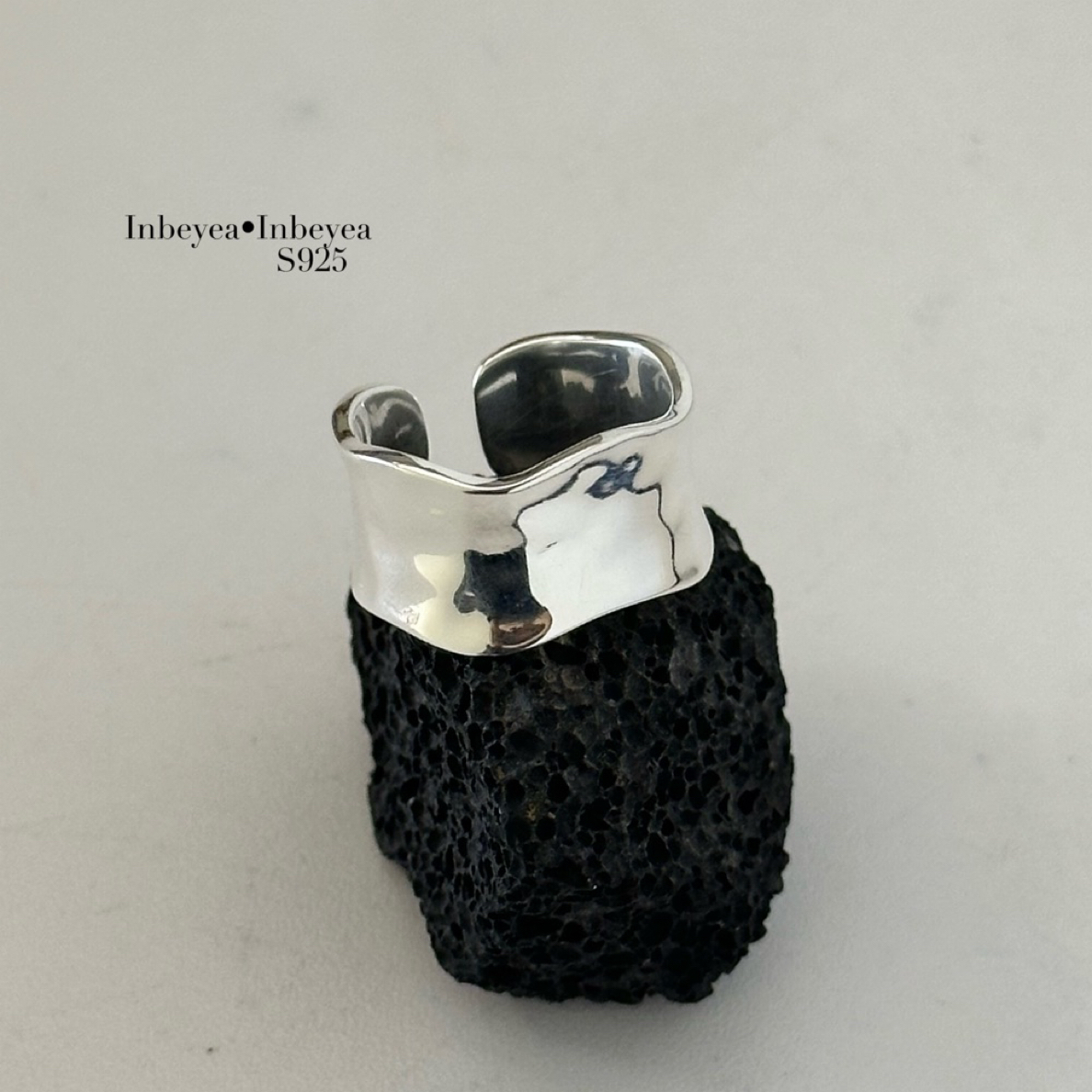 925银戒指 肌理凹面戒指 37296