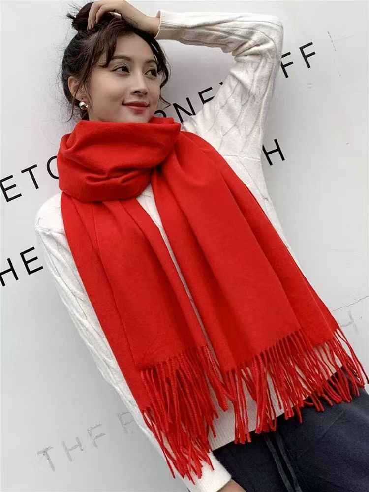 精品纯色围巾 新款纯色围巾时尚保暖拍照打卡必备披肩