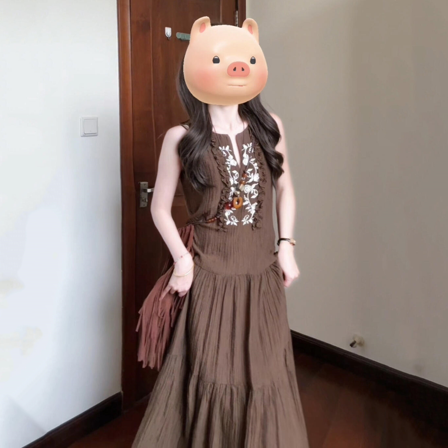 【现货+运贴5米】度假波西米亚吊带背心连衣裙子女夏小个子长裙5085