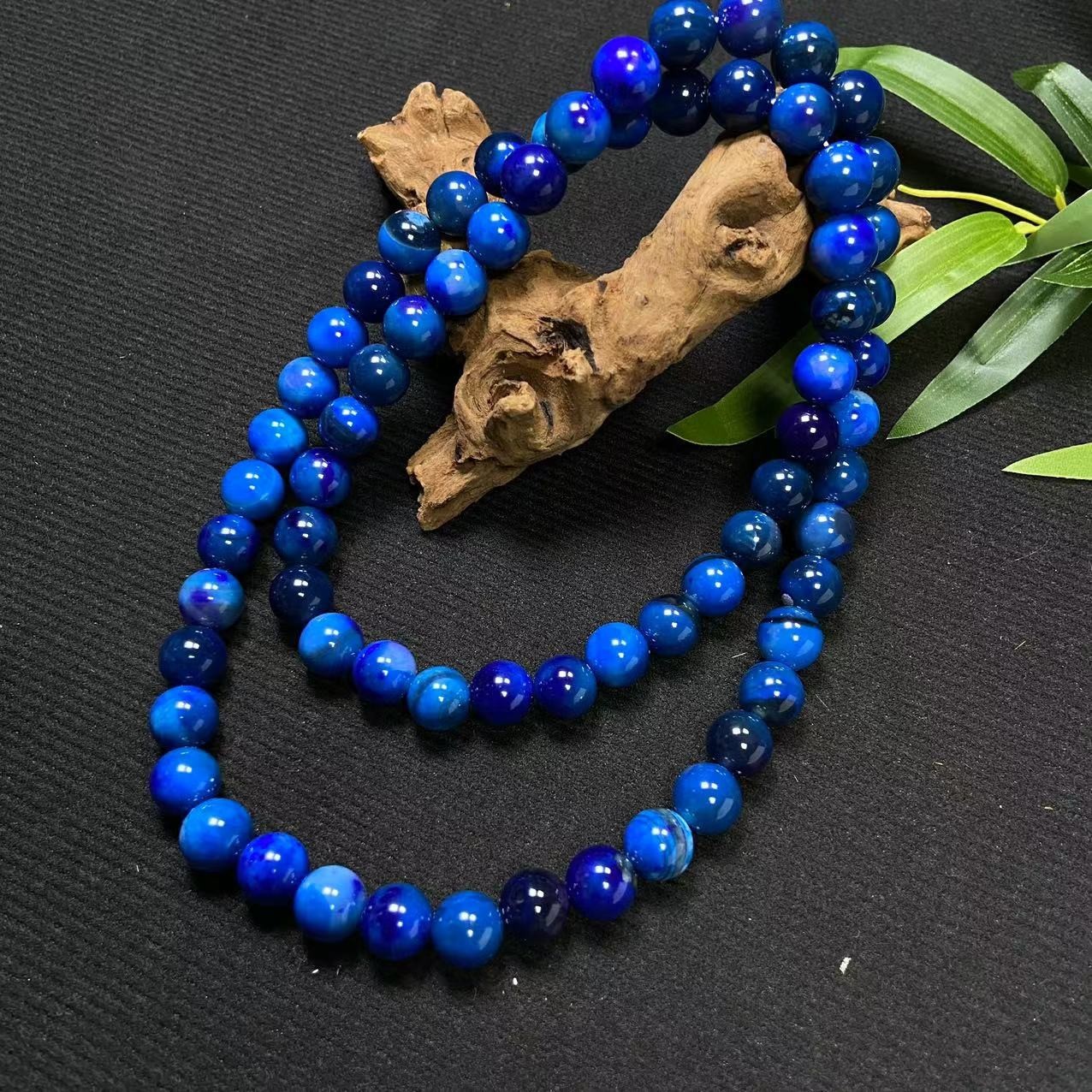 S6875【任会长珠宝】蓝血海灵芝蓝玛瑙玉项链-多样性只发一件