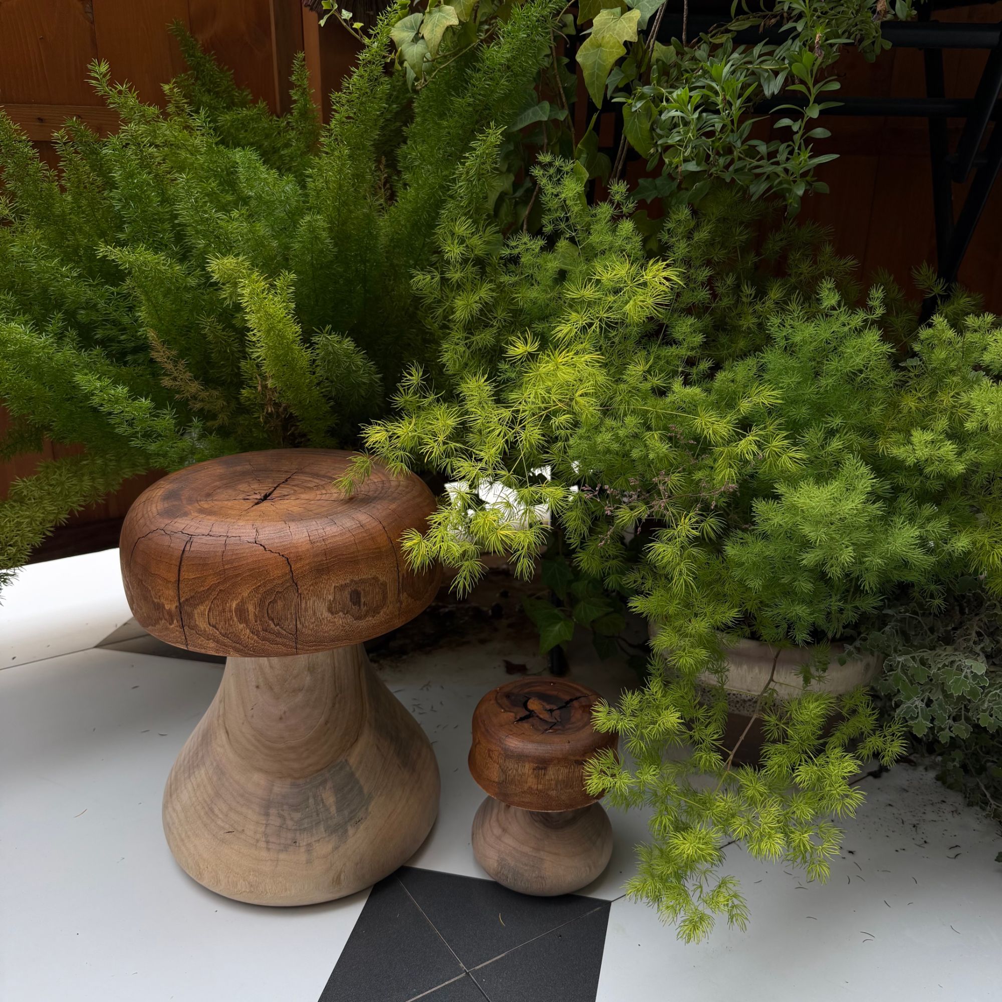 原木风侘寂风蘑菇凳换鞋凳原木整切（直播链接一物一拍）