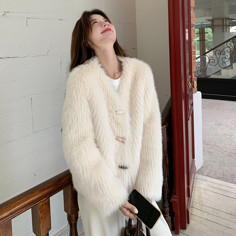 961-970韩范简约百搭休闲毛毛外套女