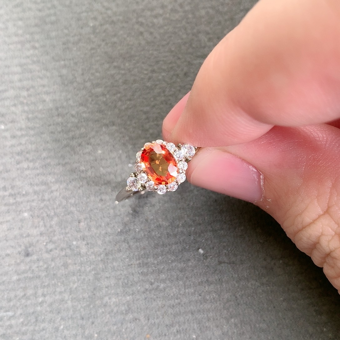 蓝宝石戒指银S925镶嵌