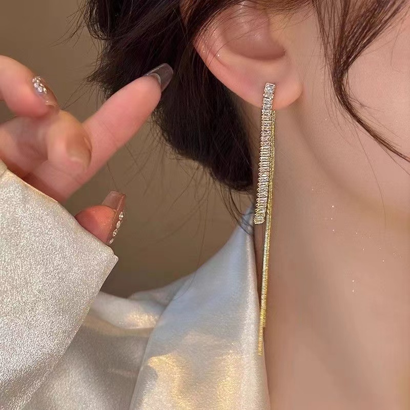 非金属玻璃耳饰 碎冰流苏耳线H3422