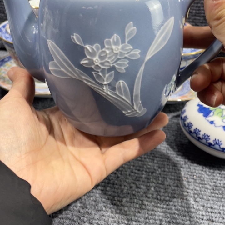 用***7景德镇陶瓷 单色釉茶壶