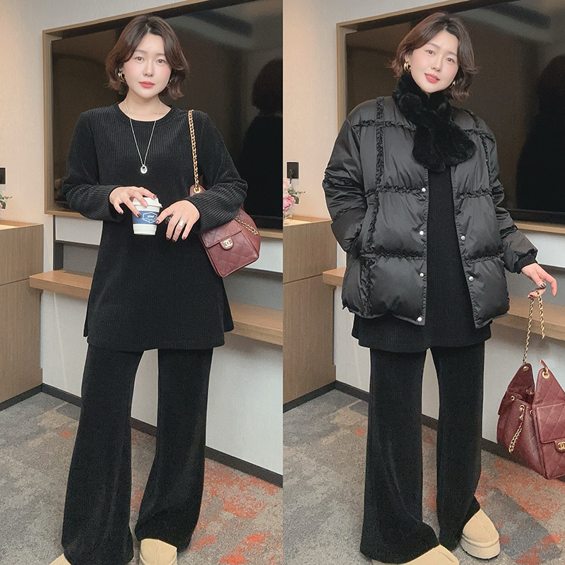 【DIS 定制】【慵懒周末】显瘦条绒套装休闲微喇裤两件套Z525A20940