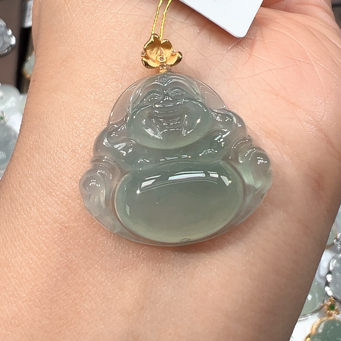翡翠18K金镶嵌吊坠(不含链)1628
