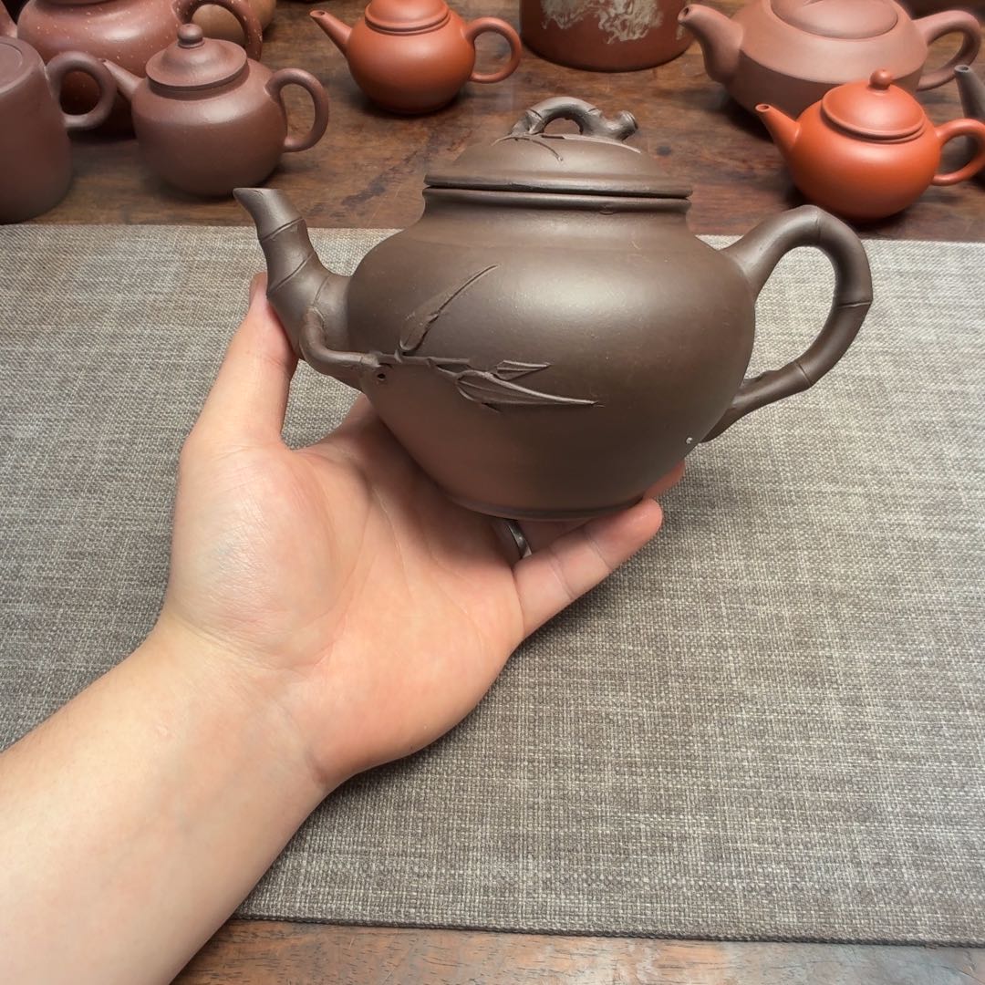 紫砂茶壶80年代 竹报春壶