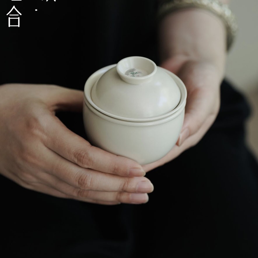 一人饮旅行茶具 全手工手绘 一盖碗一杯一布袋