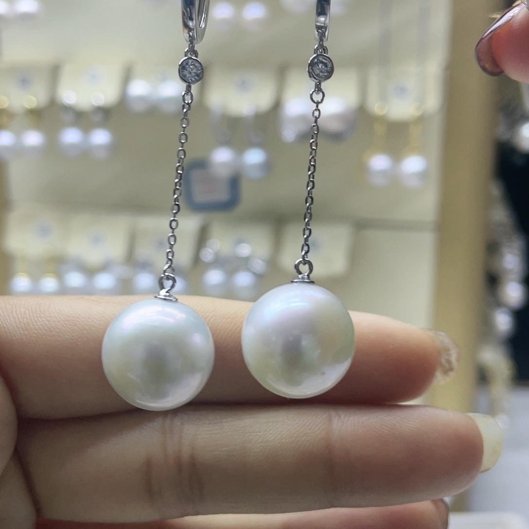淡水珍珠耳饰银S925镶嵌