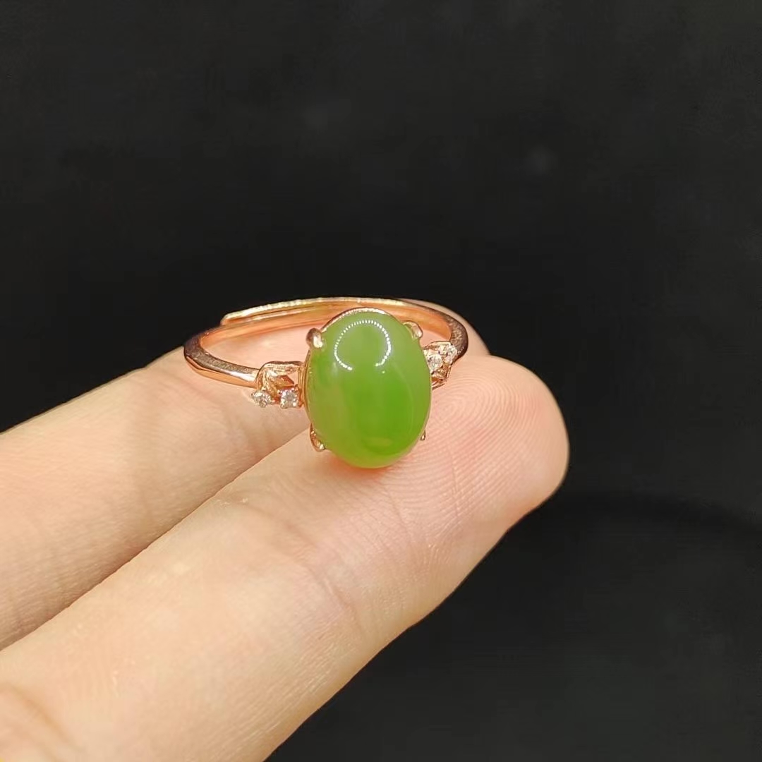 【老三珠宝】s925银和田玉蛋面戒指J1【多样性发其一】