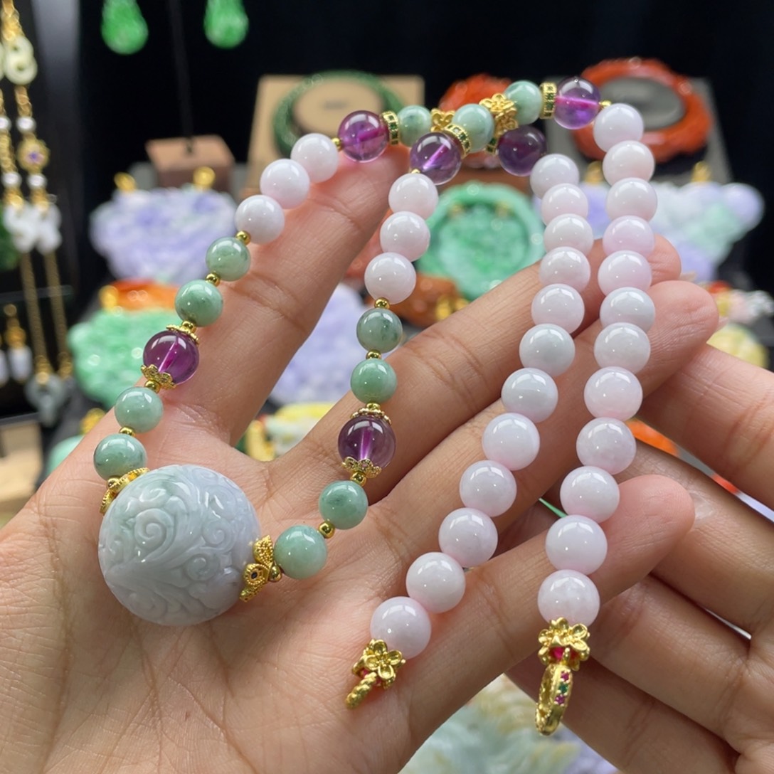 翡翠颈饰未镶嵌代编织