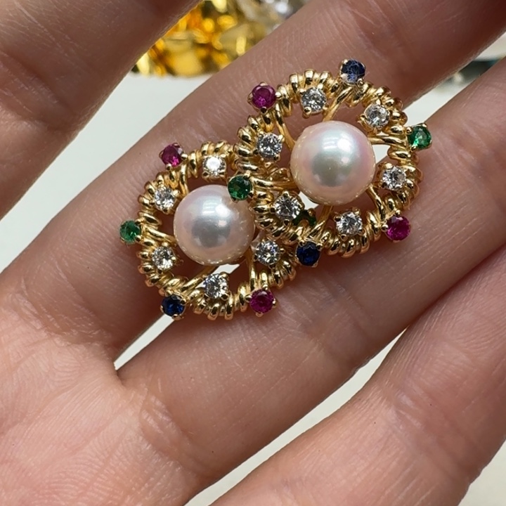 海水珍珠耳饰银S925镶嵌