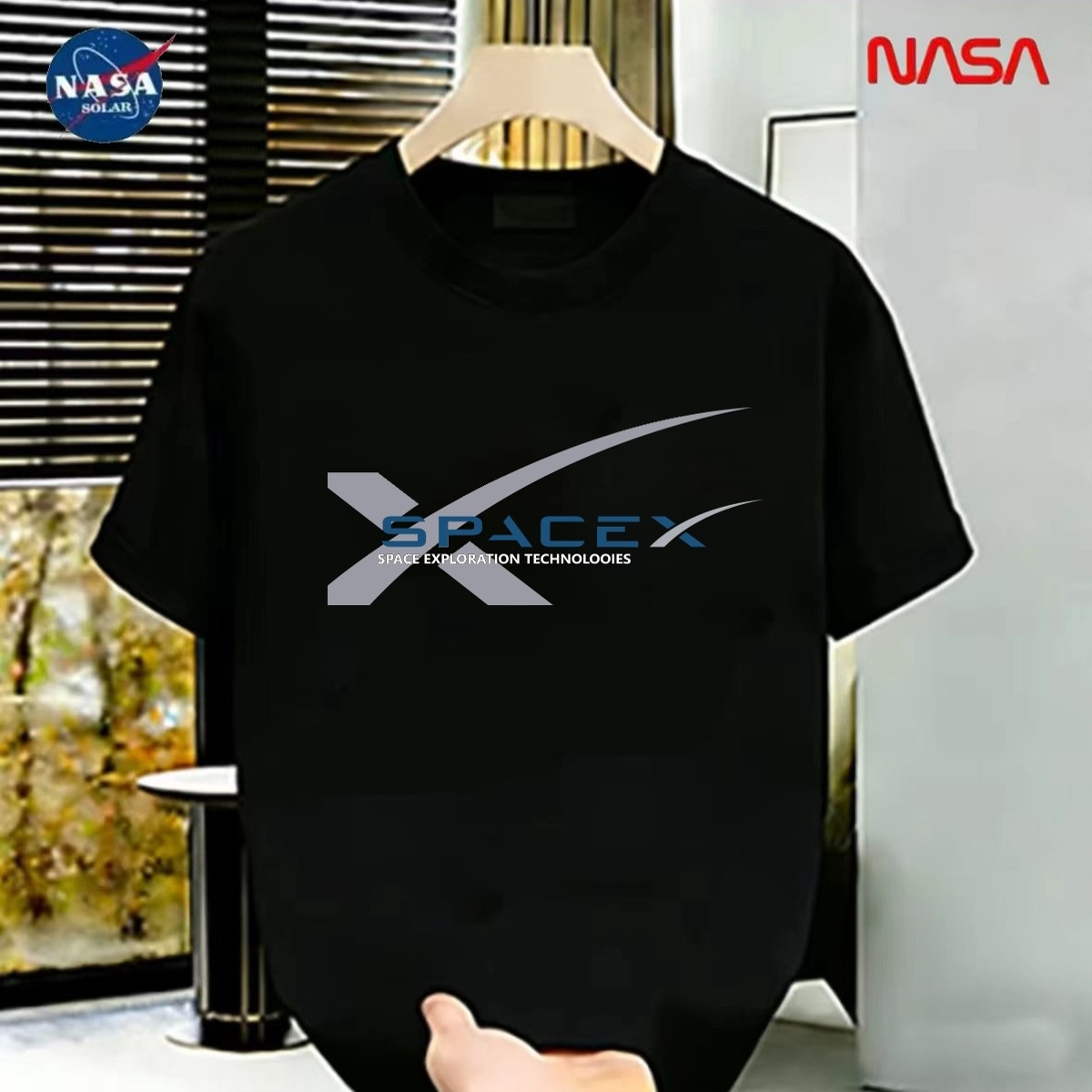 NASA联名纯棉夏季圆领短袖T恤微宽松时尚男女同款休闲百搭18