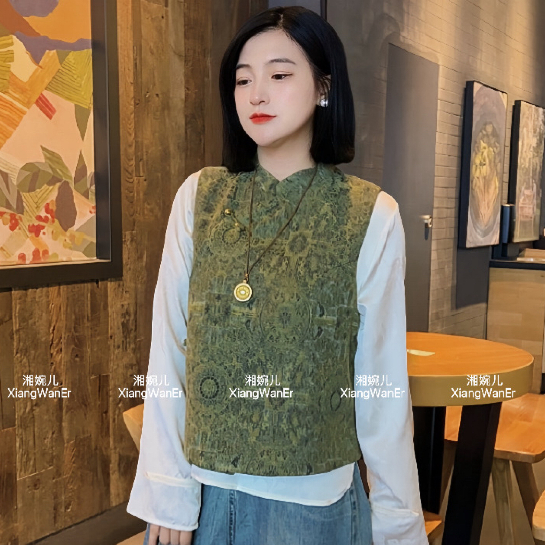  2025秋季新款『蔓青』 新中式国风小立领精致百搭高级刺绣款马甲女