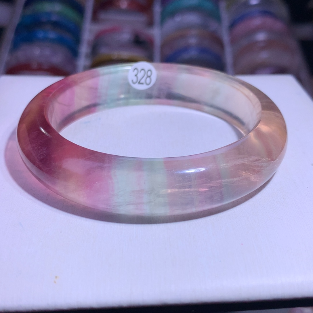 手镯水晶银S925镶嵌萤石60.7圈328