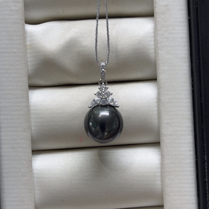 银S925镶嵌吊坠(不含链)海水珍珠12mm 71号