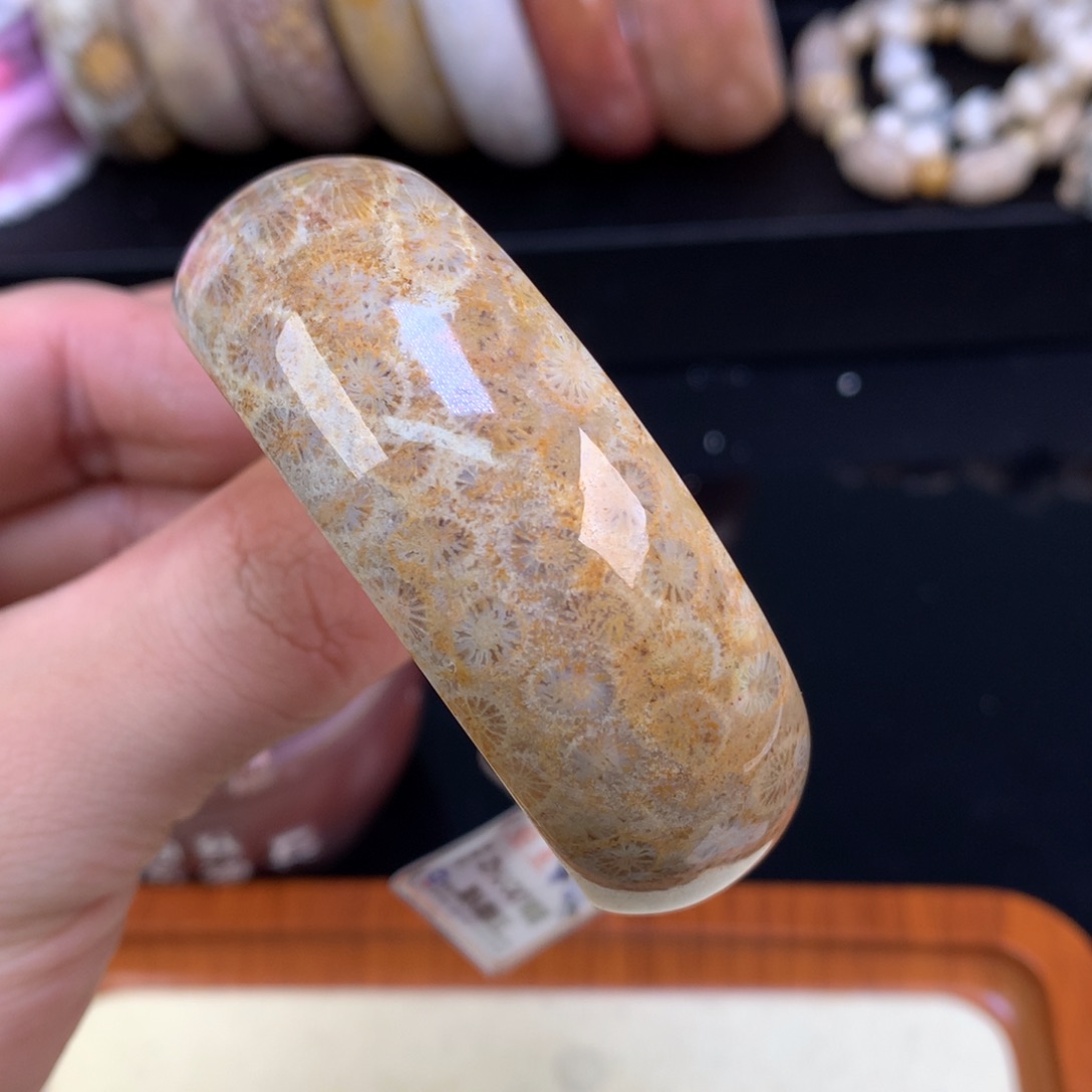 硅化珊瑚（珊瑚玉）未镶嵌颈饰37号52.6圈双面柠檬