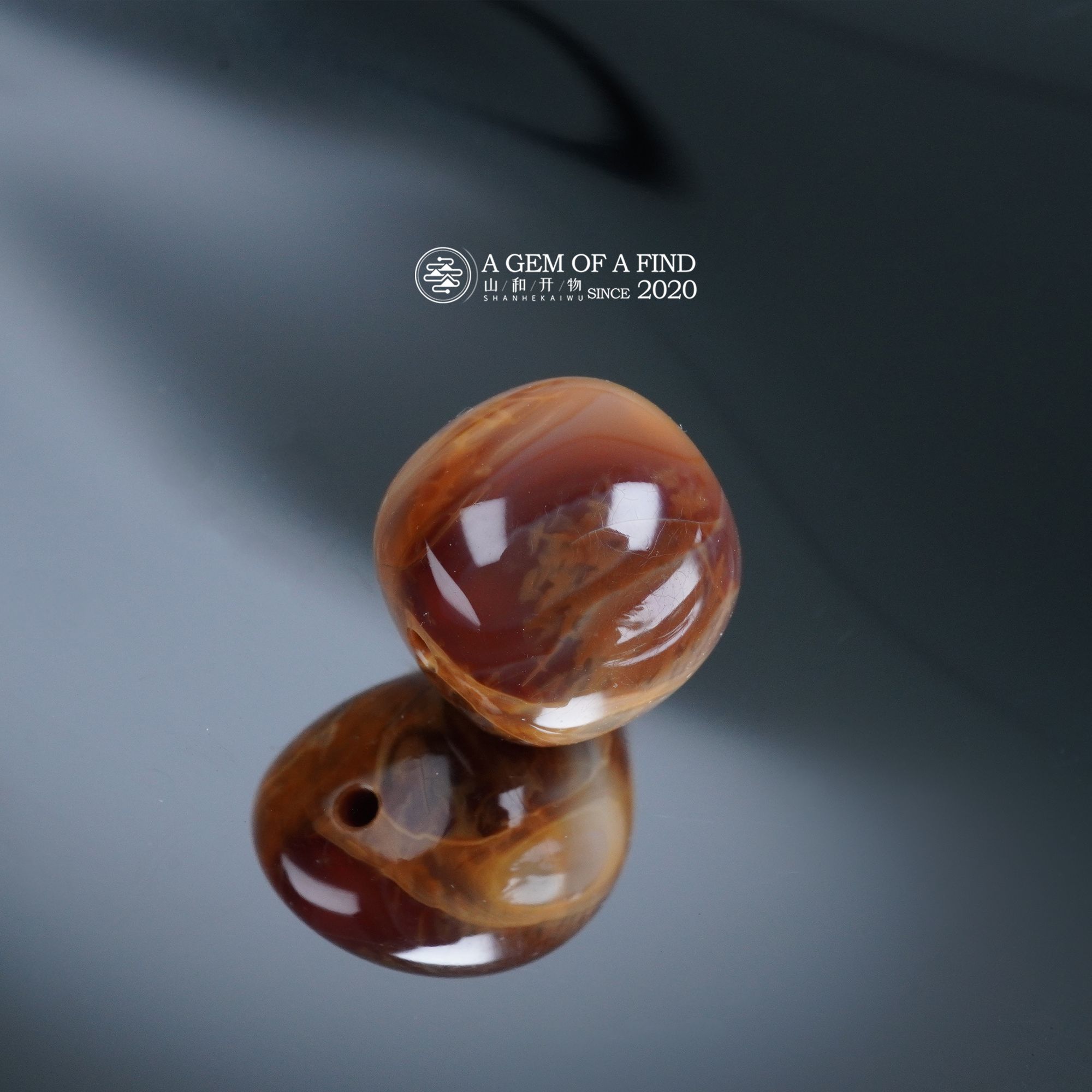 山和开物｜11.7mm红紫沁色老型妖花瓷度佳文玩配饰 琥珀蜜蜡
