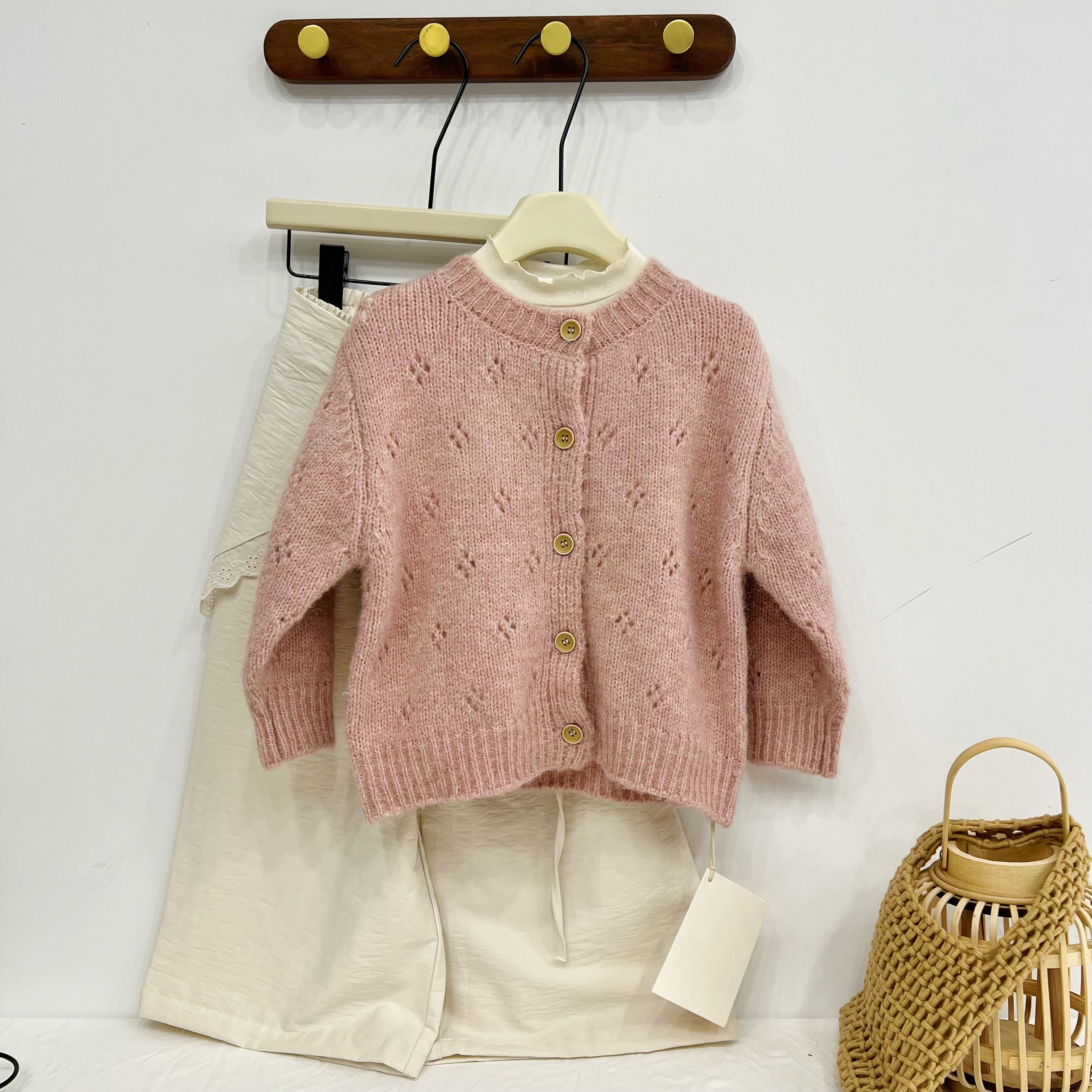 213510【MZL】镂空提花毛衣针织女童开衫