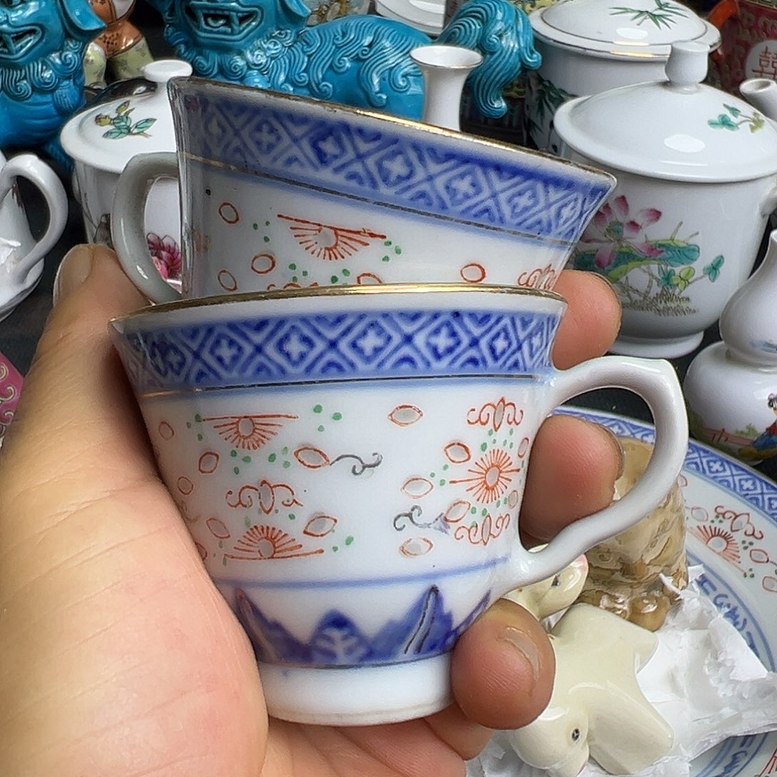 杯景德镇摆件耳杯