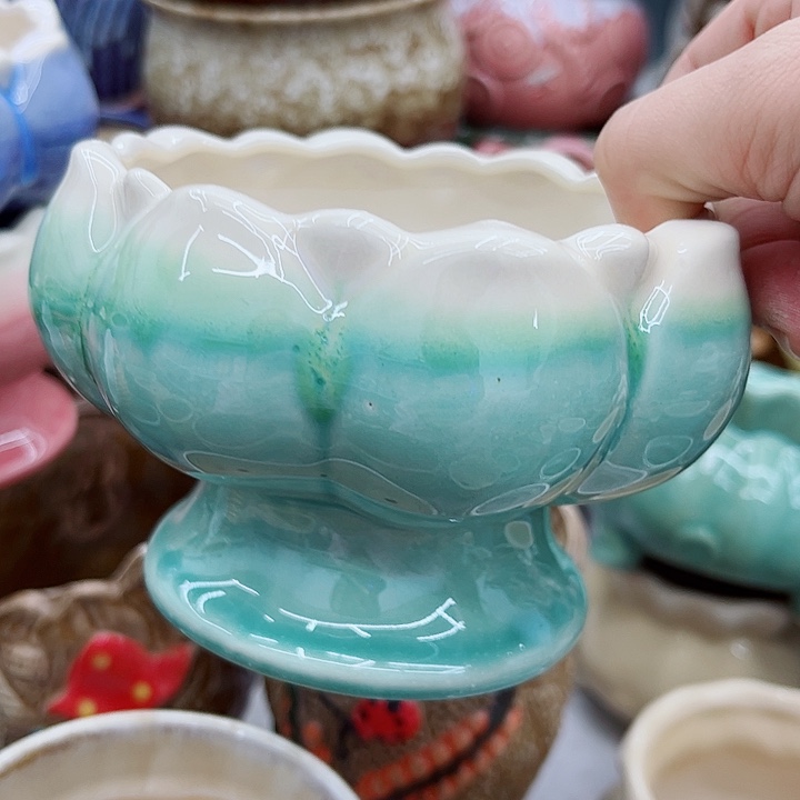 多肉绿植陶瓷花盆9.9包邮，有孔