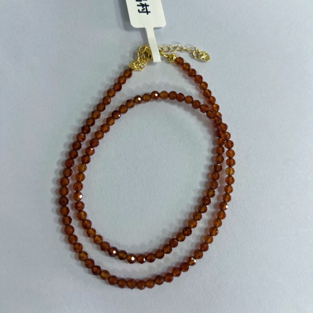 F168天然橙红石榴石切面项链时尚百搭多样性发一件